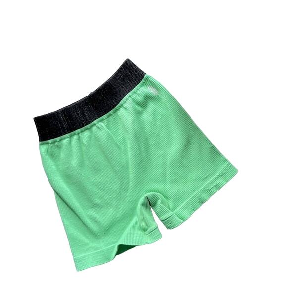 Free People Prajna Workout Short Sz M L Green Pull On Ribbed Knit Fitted Stretch - Picture 2 of 10